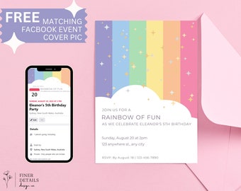 Printable Rainbow of Fun Invitation Template