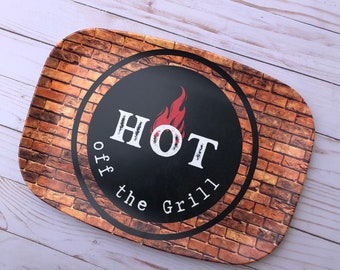 Grilling platter, Fathers Day present for dad, gift for dad, BBQ grill plate, camping gear, barbeque platter for men, meat plate, grandpa