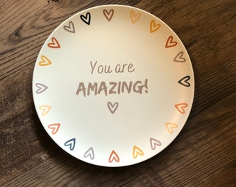 Special Day plate, You are Amazing, kids birthday party plate, cake plate for family party, boho birthday, neutral celebration plate