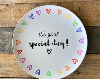 happy birthday plate, it’s your special day plate, celebration plate for girl, birthday gift boy, family party, kids milestone, 1st cupcake
