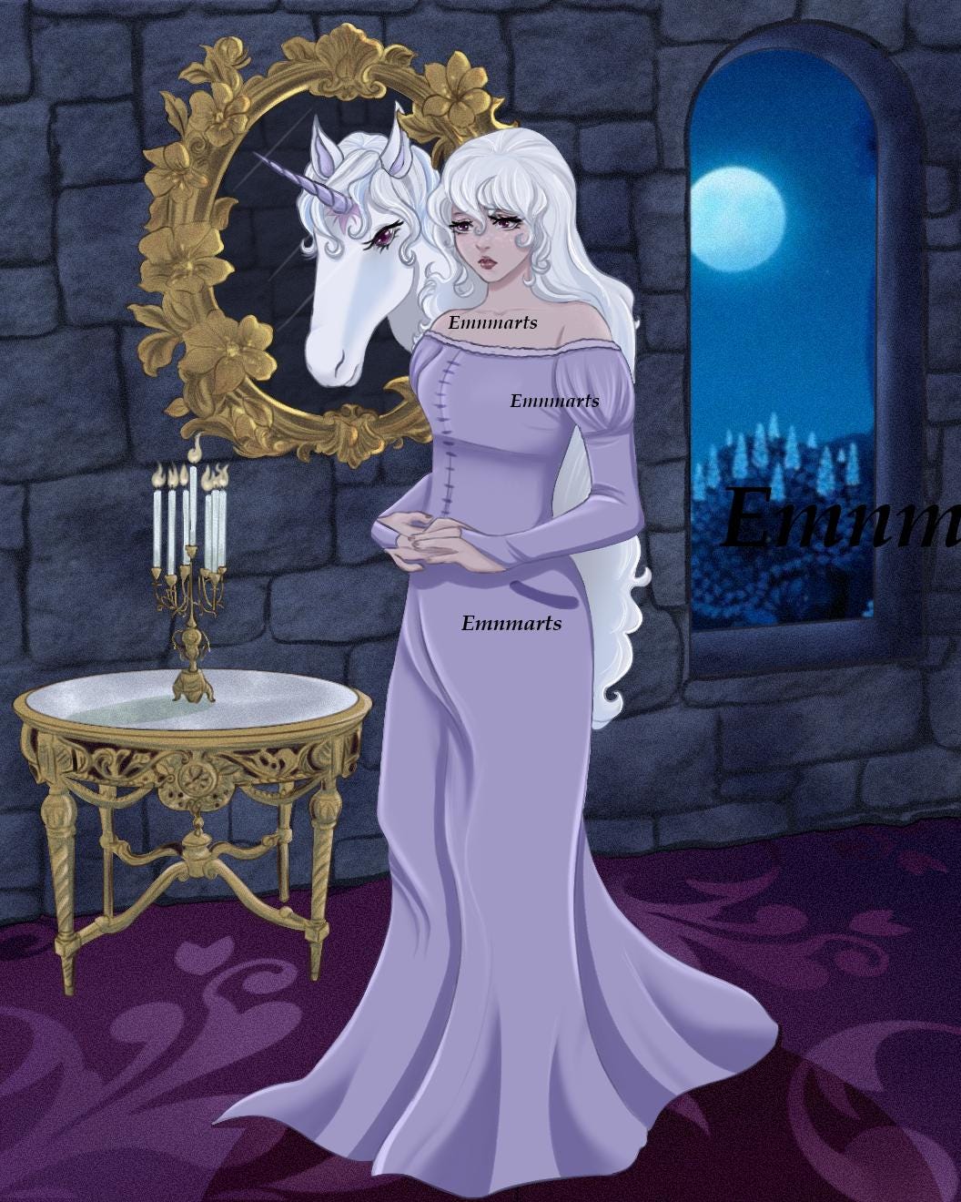 the last unicorn lady amalthea dress Unicorn- Fan Art print OCT25-SALE-DISCOUNTABLE