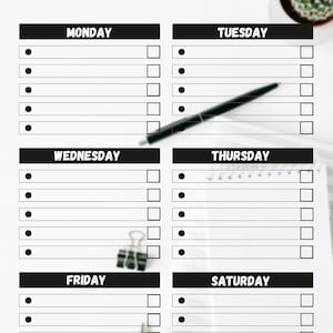 TO DO LIST | Black&amp;white to Do List | Easy to Use to Do List - Etsy