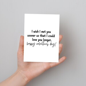 Afdrukbare kaart I Wish I Met You Sooner" – romantische digitale download voor partner of echtgenoot op Valentijnsdag
