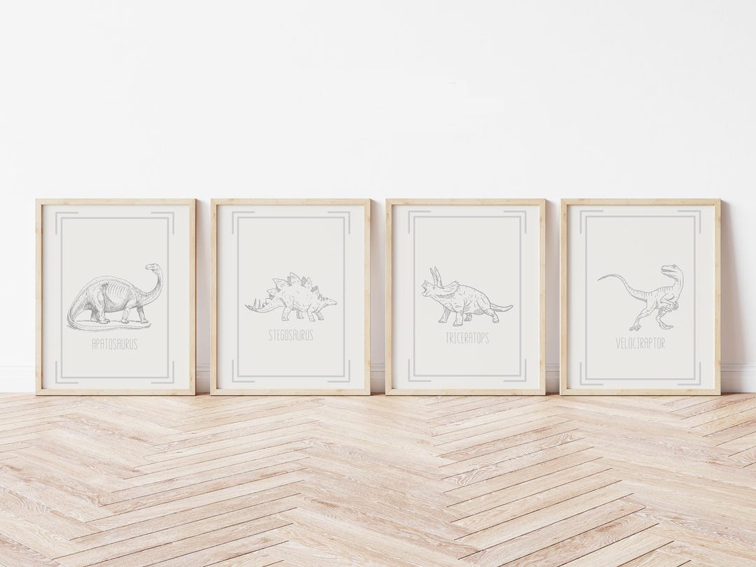 Dinosaur Skeleton Wall Art Set – Printable Dinosaur Decor for Boys Room ...
