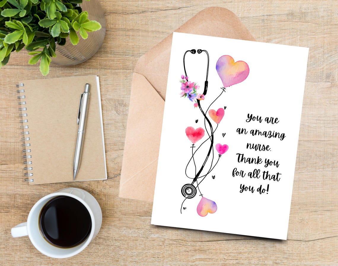 Nurse Appreciation Card - Printable Thank You Note - Digital Download ...