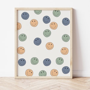 Cheerful Smiley Face Kids&#39; Room Wall Art – Instant Download – Colorful Nursery Decor