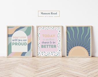 Tween Girl Room Decor | 3 Piece Wall Art | Affirmations | Girl Room Decor | Positive Wall Art | Teen Girl | Dorm Decor