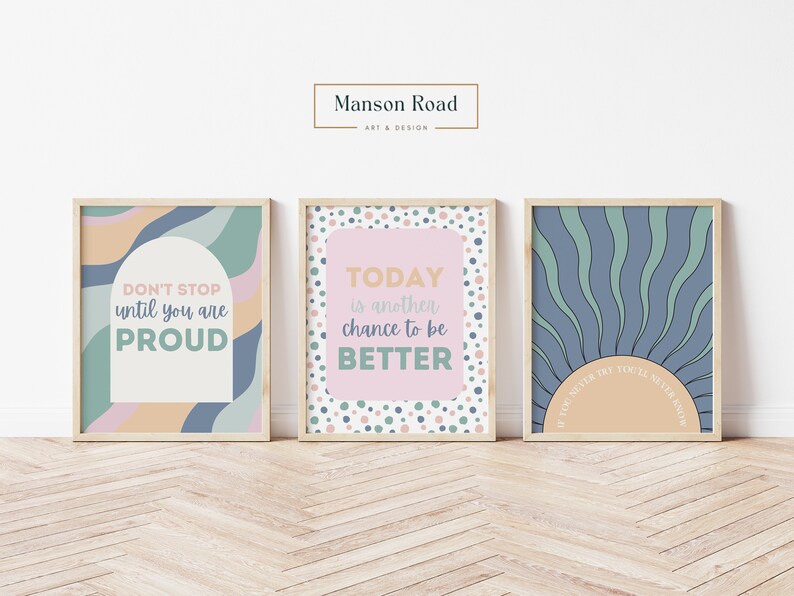 Tween Girl Room Decor 3 Piece Wall Art Affirmations Girl Etsy