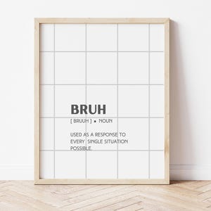 Bruh Wall Art Printable -  Funny Minimalist Typography Poster – Teen Boy Room Decor -  Digital Download
