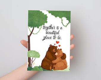 Bear Anniversary Card - Printable Greeting Card - Digital Download