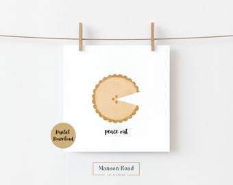 Peace Out Card | Groovy | Seasonal Card | Punny | Pie Greeting Card