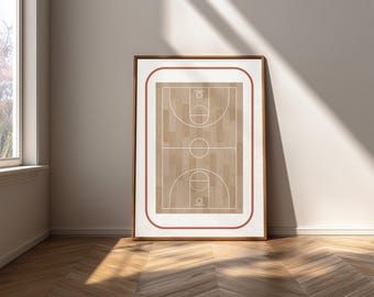 Basketball Court Print - Sports Room Decor - Boys Wall Art - Printable Download