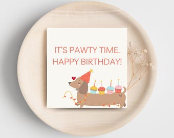 Dog Birthday Card – Dachshund Printable - Digital Download - Etsy