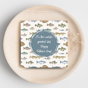 Tarjeta del Día del Padre - El mejor papá del mundo - Tema de peces - Descarga instantánea
