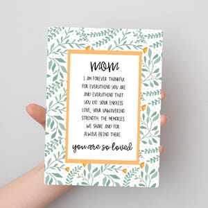Carte florale imprimable pour la fête des mères - chère maman, vous êtes aimée - téléchargement immédiat