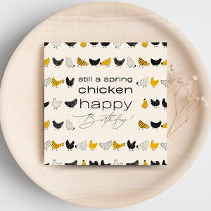 Rustikale Geburtstagskarte mit Huhn - Still A Spring Huhn - Printable Design