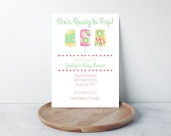 Personalized Baby Shower Invitation + Thank You Card – She’s Ready to Pop – Fruity Popsicle Theme – Digital Download