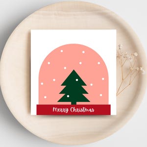 Printable Pink ‘Merry Christmas’ Card – Blush Holiday Greeting - Instant Download