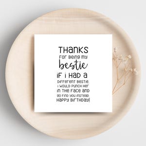 Tarjeta de cumpleaños imprimible para mi mejor amiga - Tarjeta de amistad divertida - Descarga instantánea
