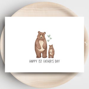 Biglietto di auguri per neo-papà - Prima stampabile per la festa del papà - Disegno dell'orso - Download immediato