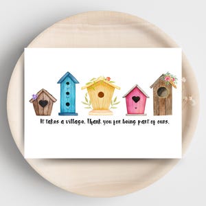 Cartão Spring It Takes A Village - Tema Birdhouse - Download digital