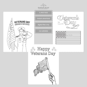 Veterans Day Coloring Sheets – Printable USA Flag and Patriotic Designs – Instant Download for Kids & Classrooms