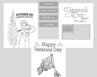 Veterans Day Coloring Sheets – Patriotic Kids Classroom Printable - Digital Download