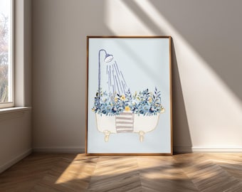 Vintage Floral Bathroom Wall Art – Feminine Gallery Set Printable Decor - Digital Download