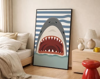 Printable Shark Wall Art - Kids Room Decor - Ocean Nursery - Digital Download