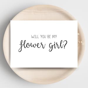 Afdrukbare voorstelkaart bloemenmeisje: "Wil jij ons bloemenmeisje zijn?" – Digitale download bruiloft