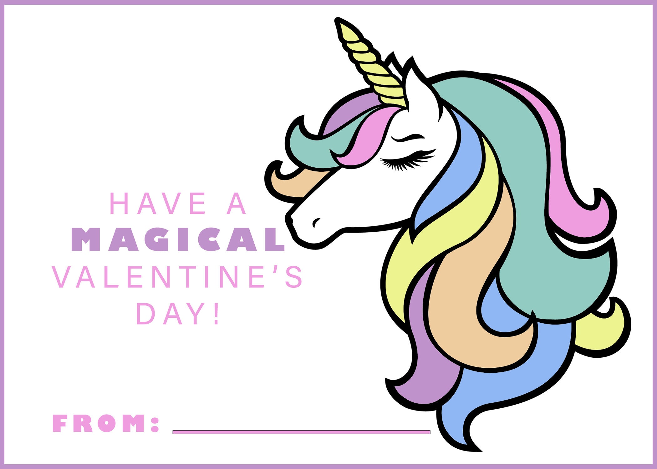 Digital Unicorn Valentine Printable - Etsy