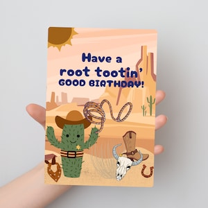 Printable Root‑Tootin’ Birthday Card – Western Cactus Theme Digital Download