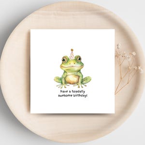 Tarjeta de cumpleaños de rana "Toadally Happy Birthday" - Rana retro imprimible - Tarjeta de cumpleaños divertida - Descarga digital
