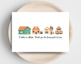 It Takes a Village-bedankkaart - afdrukbare digitale download voor familiewaardering