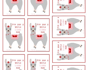 Llama Valentine Card Printable