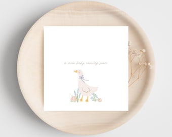New Baby Coming Soon Card – Goose Pregnancy Announcement Printable – Digital Download