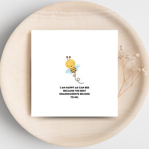 Tarjeta imprimible para los mejores abuelos - Abeja feliz - Descarga digital