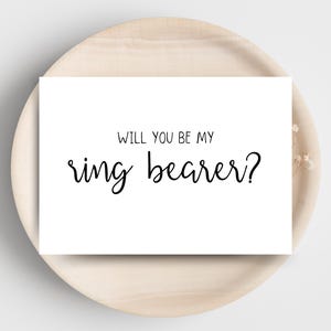 Afdrukbare kaart voor ringdrager: "Wil jij onze ringdrager zijn?" – Digitale download bruiloft
