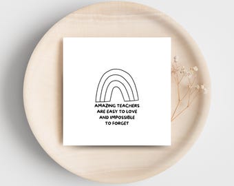 Rainbow Teacher Appreciation Card - Last Day School - Thank You Printable Download