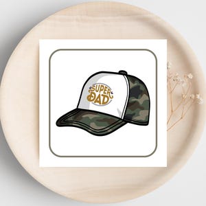 Cartão de Dia dos Pais "Super Pai" - Design de Chapéu Camuflado - Download Digital