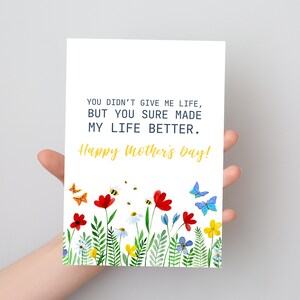 Mother's Day Card Printable - Heartfelt You Made My Life Better - Instant Download