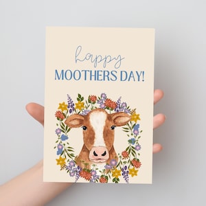Biglietto di auguri per la festa della mamma - Tema mucca - Stampa a casa