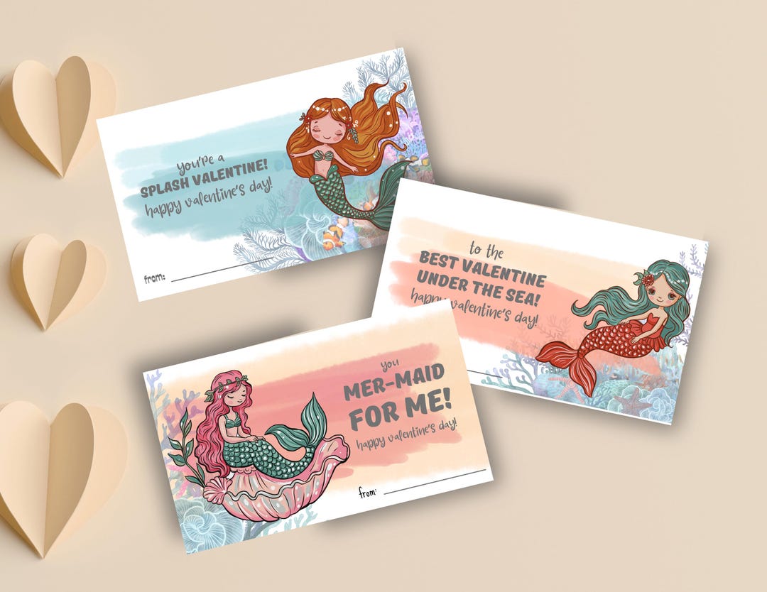 Mermaid Valentine Card for Kids - Whimsical Classroom Printable ...