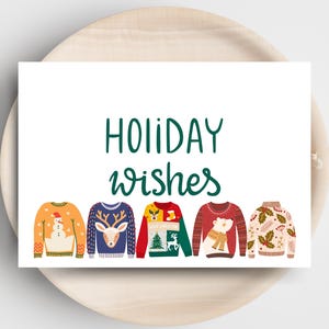 Printable Ugly Sweater Holiday Wishes Card – Funny Christmas Greeting - Digital Download
