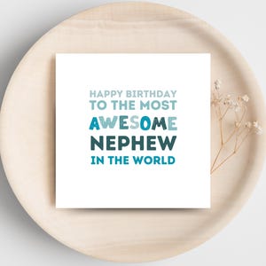 Biglietto di auguri di compleanno per nipote stampabile – &quot;Il nipote più fantastico del mondo&quot; – Tipografia Bold Blue – Download digitale