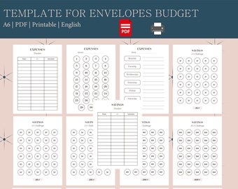 Budget bundle, Savings Challenges, Expenses Tracker, Budget Envelopes, Cash Stuffing Inserts, Planner, Cash binder, Printable, A6, English