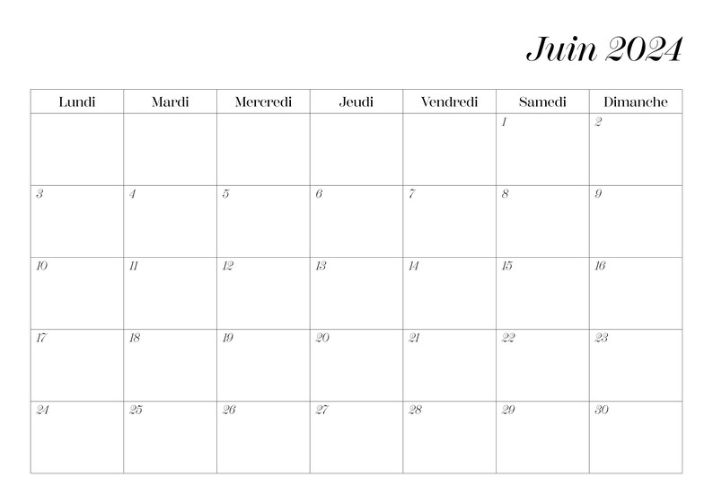 2024 Calendar, 2024 Agenda, Digital Planner 2024, French, Minimalist