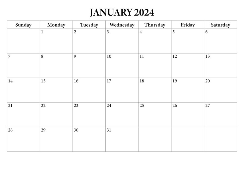 Printable 2024 Calendar Digital Calendar 2024 PDF Calendar Etsy