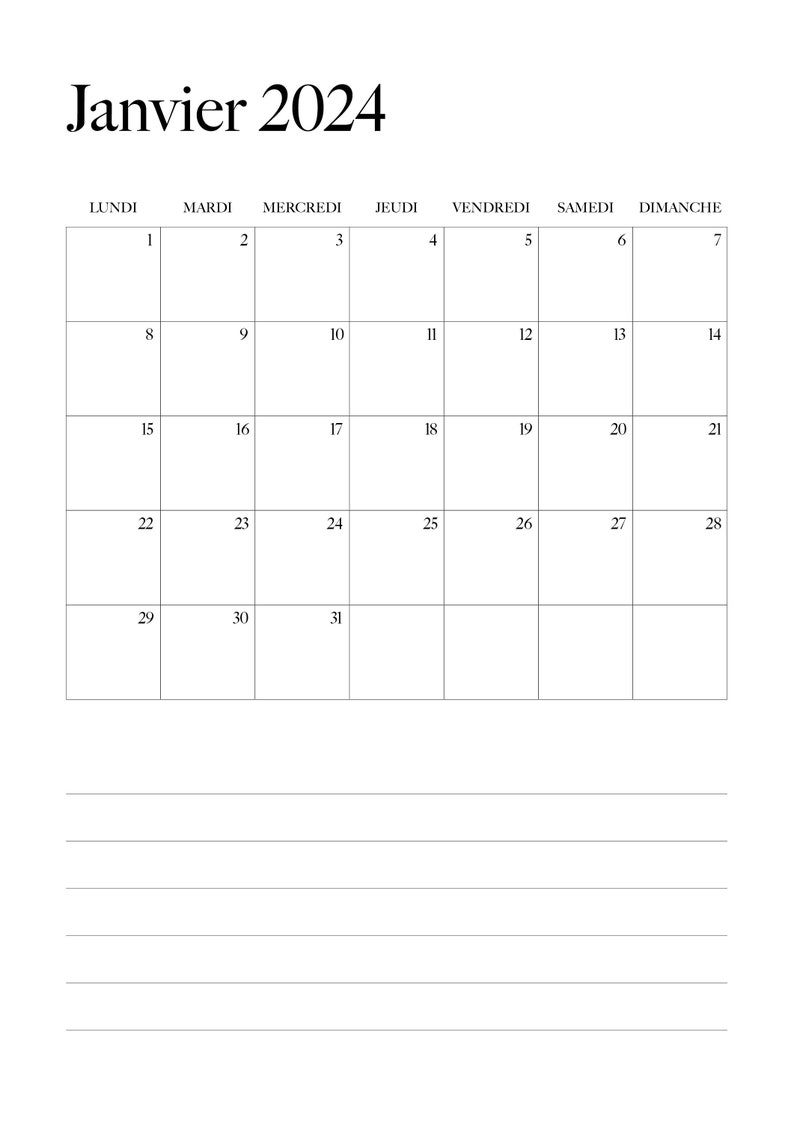2024 Calendar With Notes Printable, 2024 Agenda, 2024 Planner, 2024