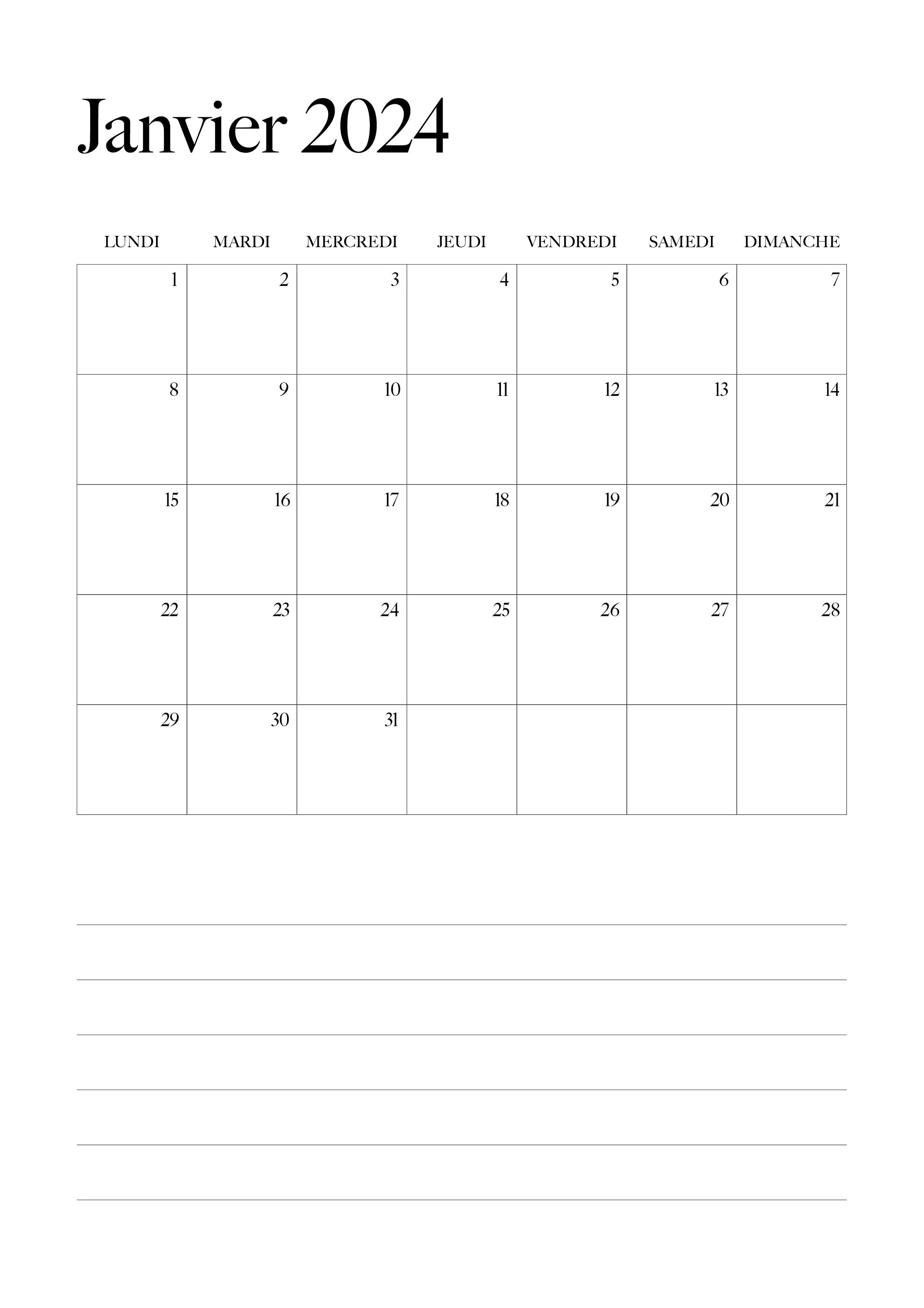 2024 Calendar With Notes Printable 2024 Agenda 2024 Planner Etsy